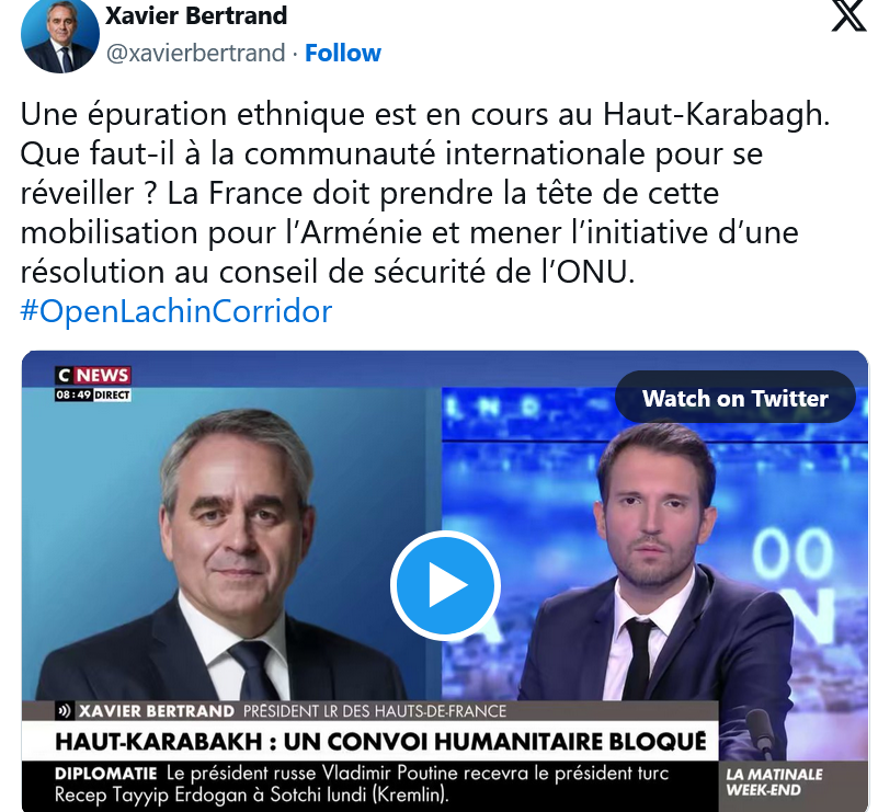 La France doit prendre la tête de cette mobilisation pour l’Arménie et mener l’initiative d’une résolution au conseil de sécurité de l’ONU