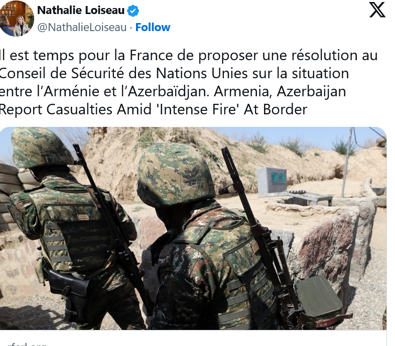 Proposer une résolution au Conseil de Sécurité sur la situation entre l’Arménie et l’Azerbaïdjan