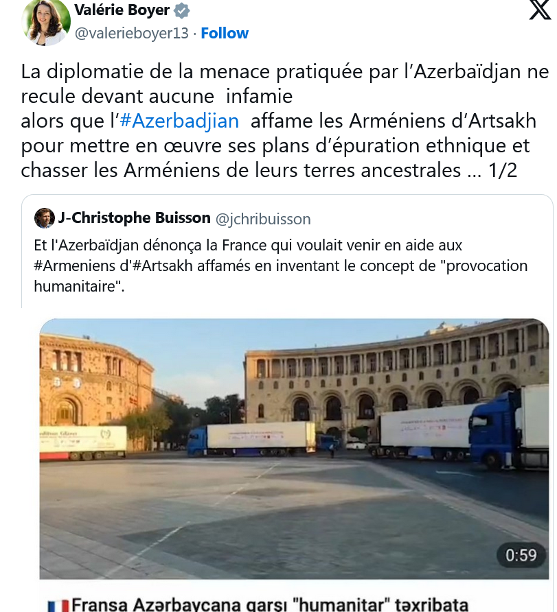 La diplomatie de la menace pratiquée par l’Azerbaïdjan ne recule devant aucune  infamie