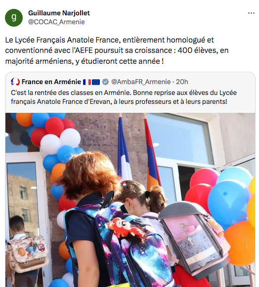 Le Lycée Français Anatole France, entièrement homologué et conventionné avec l&rsquo;AEFE poursuit sa croissance