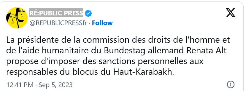 Des sanctions contre Bakou