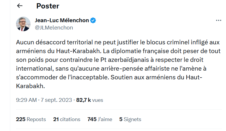 Aucun désaccord territorial ne peut justifier le blocus criminel infligé aux arméniens du Haut-Karabakh.