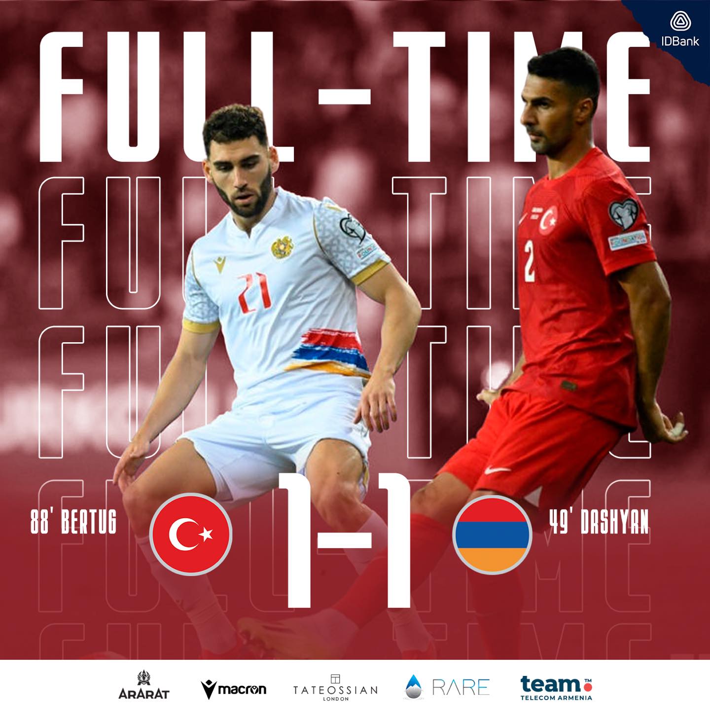 Exploit de l’Arménie qui tient en échec la Turquie (1-1) en Turquie !