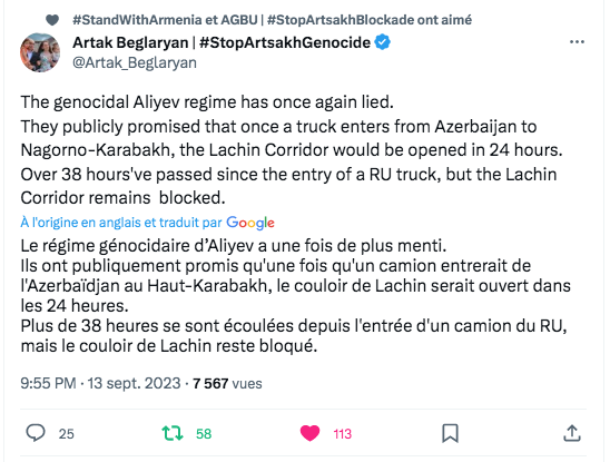 Le corridor de Latchine reste fermé