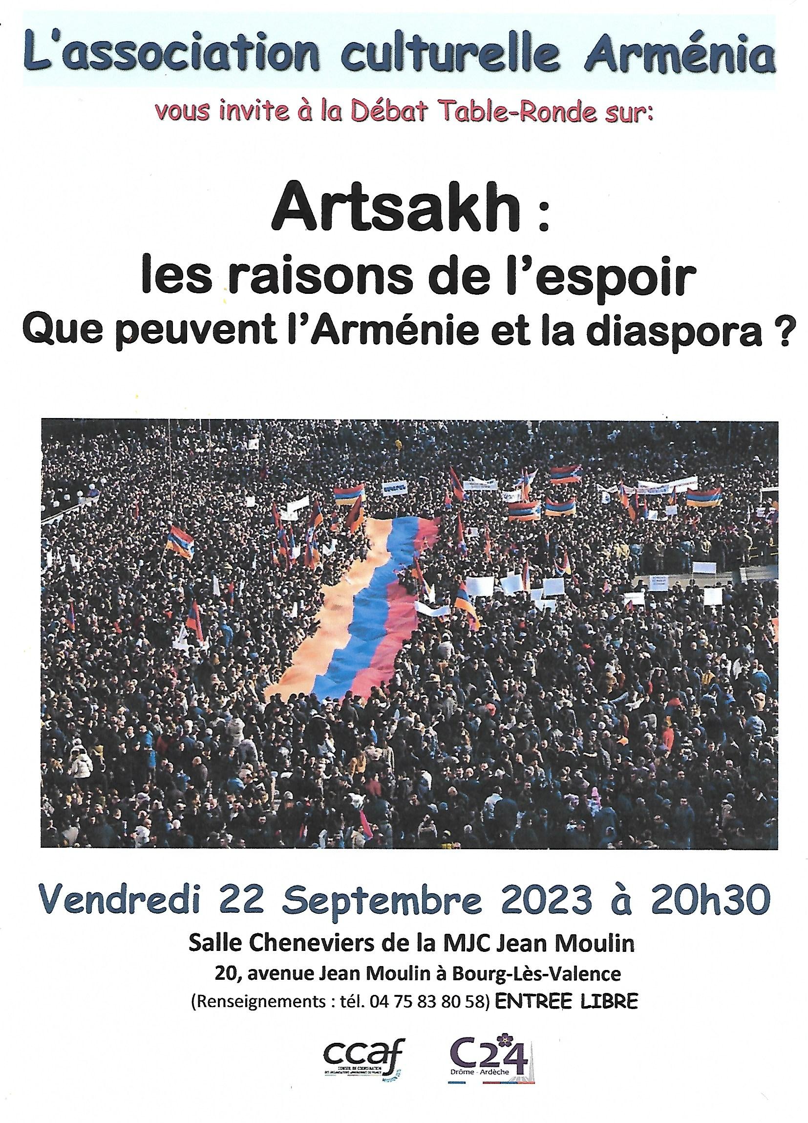 « Arménia » propose un débat sur « l’Artsakh, les raisons de l’espoir » Vendredi 22 septembre