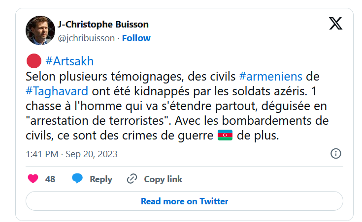 Selon plusieurs témoignages, des civils #armeniens de #Taghavard ont été kidnappés par les soldats azéris