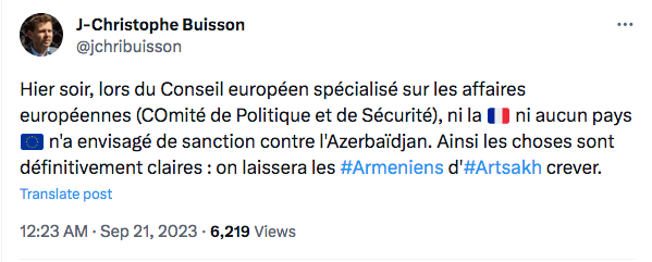 On laissera les Arméniens crever