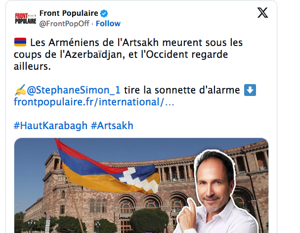 🇦🇲 Les Arméniens de l&rsquo;Artsakh meurent sous les coups de l&rsquo;Azerbaïdjan, et l&rsquo;Occident regarde ailleurs.