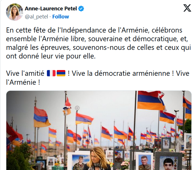En cette fête de l&rsquo;Indépendance de l&rsquo;Arménie, célébrons ensemble l&rsquo;Arménie libre, souveraine et démocratique