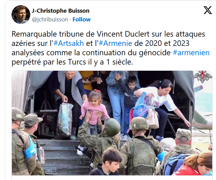 Remarquable tribune de Vincent Duclert sur les attaques azéries sur l&rsquo;#Artsakh et l&rsquo;#Armenie de 2020 et 2023