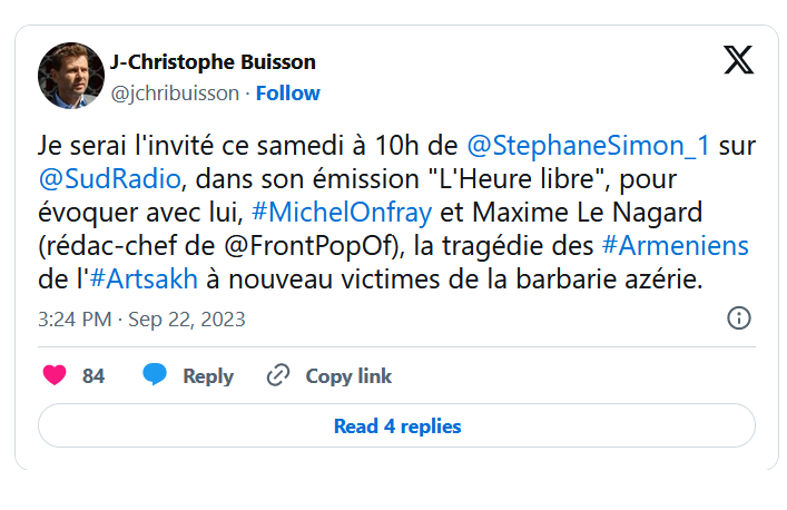 Je serai l&rsquo;invité ce samedi à 10h de @StephaneSimon_1  sur @SudRadio , dans son émission « L&rsquo;Heure libre »