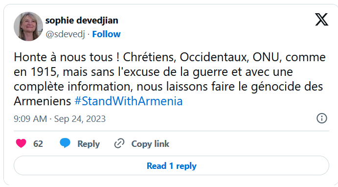 Honte à nous tous ! Chrétiens, Occidentaux, ONU, comme en 1915