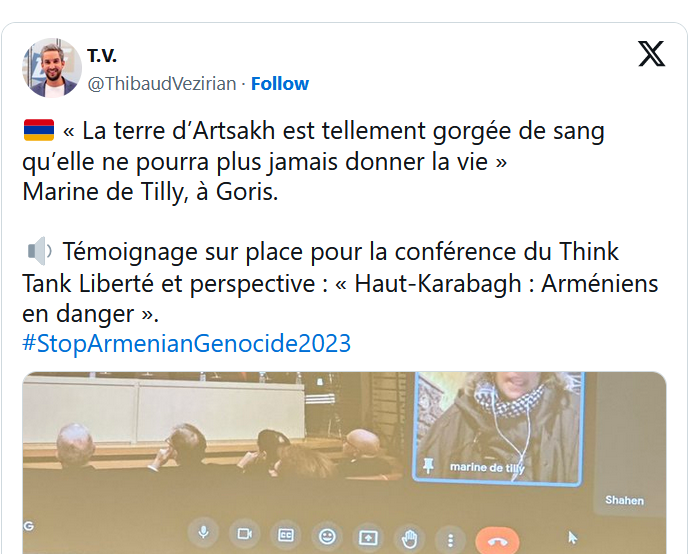 🇦🇲 « La terre d’Artsakh est tellement gorgée de sang qu’elle ne pourra plus jamais donner la vie » Marine de Tilly, à Goris.