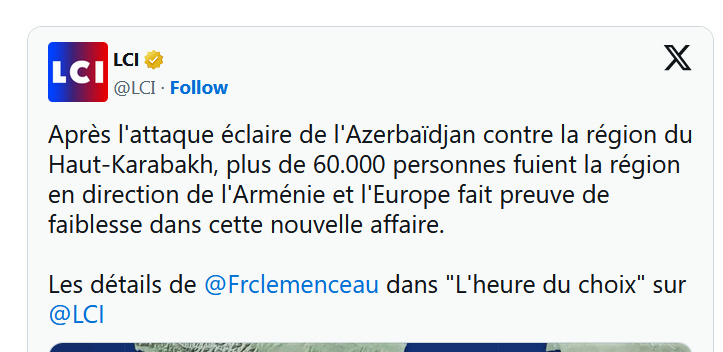 Après l&rsquo;attaque éclaire de l&rsquo;Azerbaïdjan contre la région du Haut-Karabakh, plus de 60.000 personnes fuient la région en direction de l&rsquo;Arménie