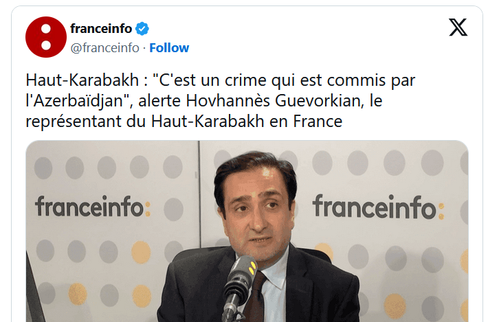 Haut-Karabakh : « C&rsquo;est un crime qui est commis par l&rsquo;Azerbaïdjan », alerte Hovhannès Guevorkian, le représentant du Haut-Karabakh en France