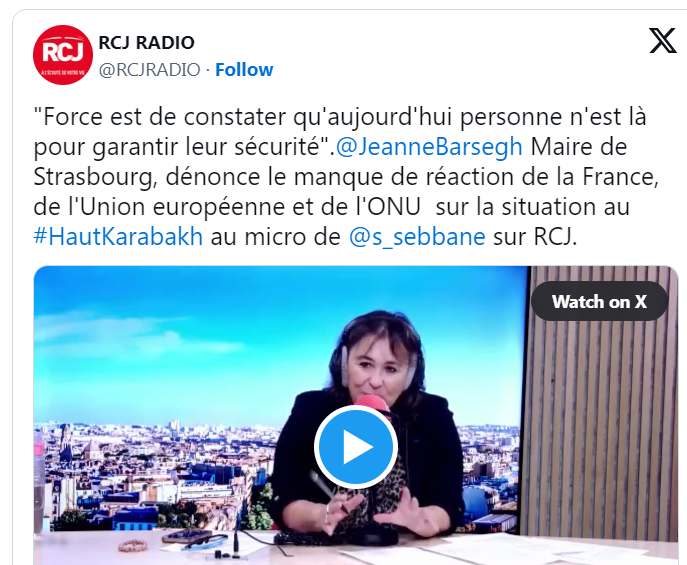« Force est de constater qu&rsquo;aujourd&rsquo;hui personne n&rsquo;est là pour garantir leur sécurité ». @JeanneBarsegh  Maire de Strasbourg, dénonce le manque de réaction de la France, de l&rsquo;Union européenne et de l&rsquo;ONU