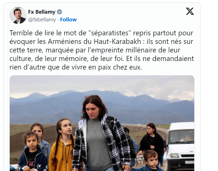 Terrible de lire le mot de « séparatistes » repris partout pour évoquer les Arméniens du Haut-Karabakh