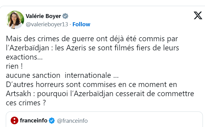 Mais des crimes de guerre ont déjà été commis par l’Azerbaïdjan : les Azeris se sont filmés fiers de leurs exactions…