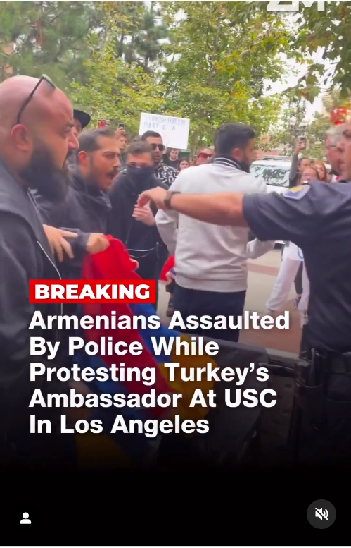 Des étudiants arméniens agressés par la police alors qu&rsquo;ils protestaient contre l&rsquo;ambassadeur de Turquie à l&rsquo;USC de Los Angeles
