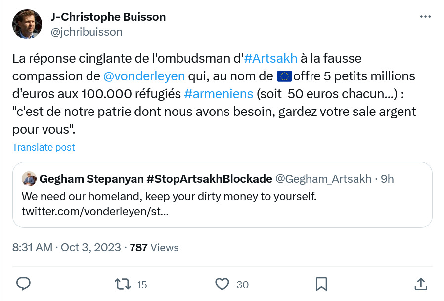 « C&rsquo;est de notre patrie dont nous avons besoin, gardez votre sale argent pour vous »