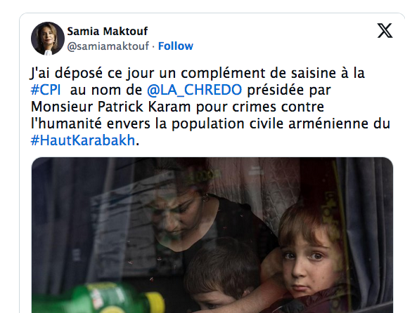 J&rsquo;ai déposé ce jour un complément de saisine à la #CPI  au nom de @LA_CHREDO