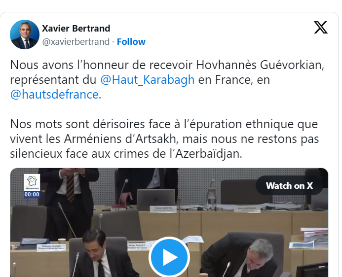 Nous avons l’honneur de recevoir Hovhannès Guévorkian, représentant du  @Haut_Karabagh  en France, en  @hautsdefrance .