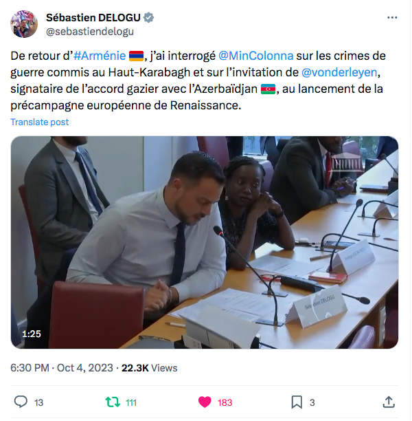 De retour d&rsquo;Arménie, mes questions à Catherine Colonna