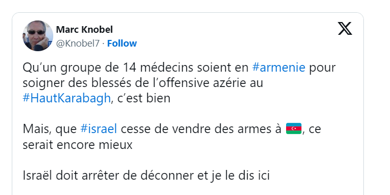 Qu’un groupe de 14 médecins soient en #armenie pour soigner des blessés de l’offensive azérie au #HautKarabagh, c’est bien