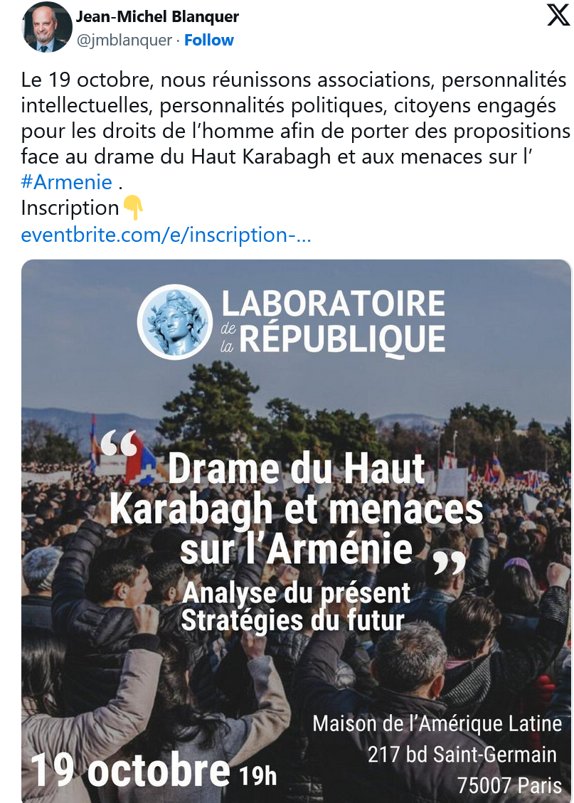 Le 19 octobre, le Laboratoire de la république au chevet des Arméniens