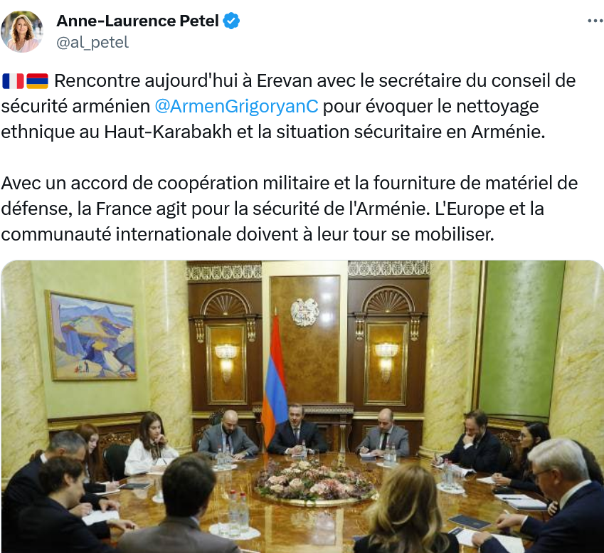 Rencontre à Erevan avec le secrétaire du conseil de sécurité arménien