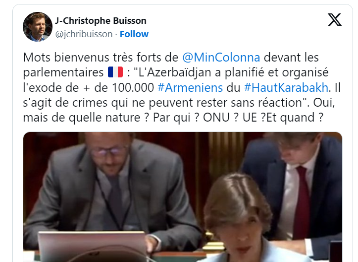 Mots bienvenus très forts de  @MinColonna  devant les parlementaires