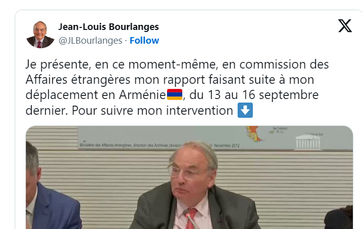 Je présente, en ce moment-même, en commission des Affaires étrangères mon rapport faisant suite à mon déplacement en Arménie