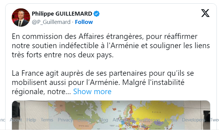 En commission des Affaires étrangères, pour réaffirmer notre soutien indéfectible à l&rsquo;Arménie et souligner les liens très forts entre nos deux pays.