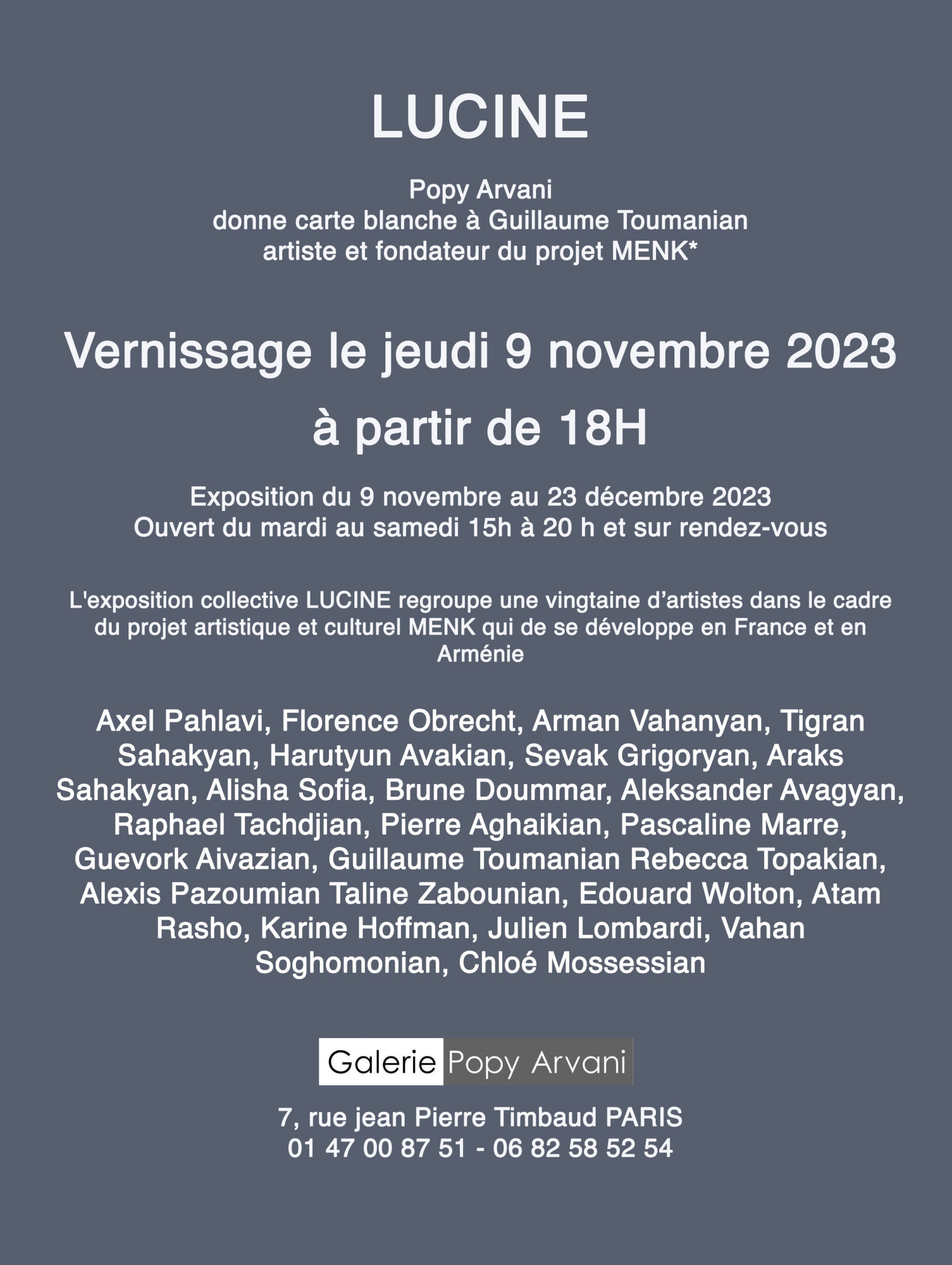 Lucine et le projet MENK du 9 novembre au 23 décembre