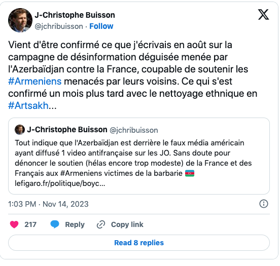 La désinformation déguisée de l&rsquo;Azerbaïdjan contre la France