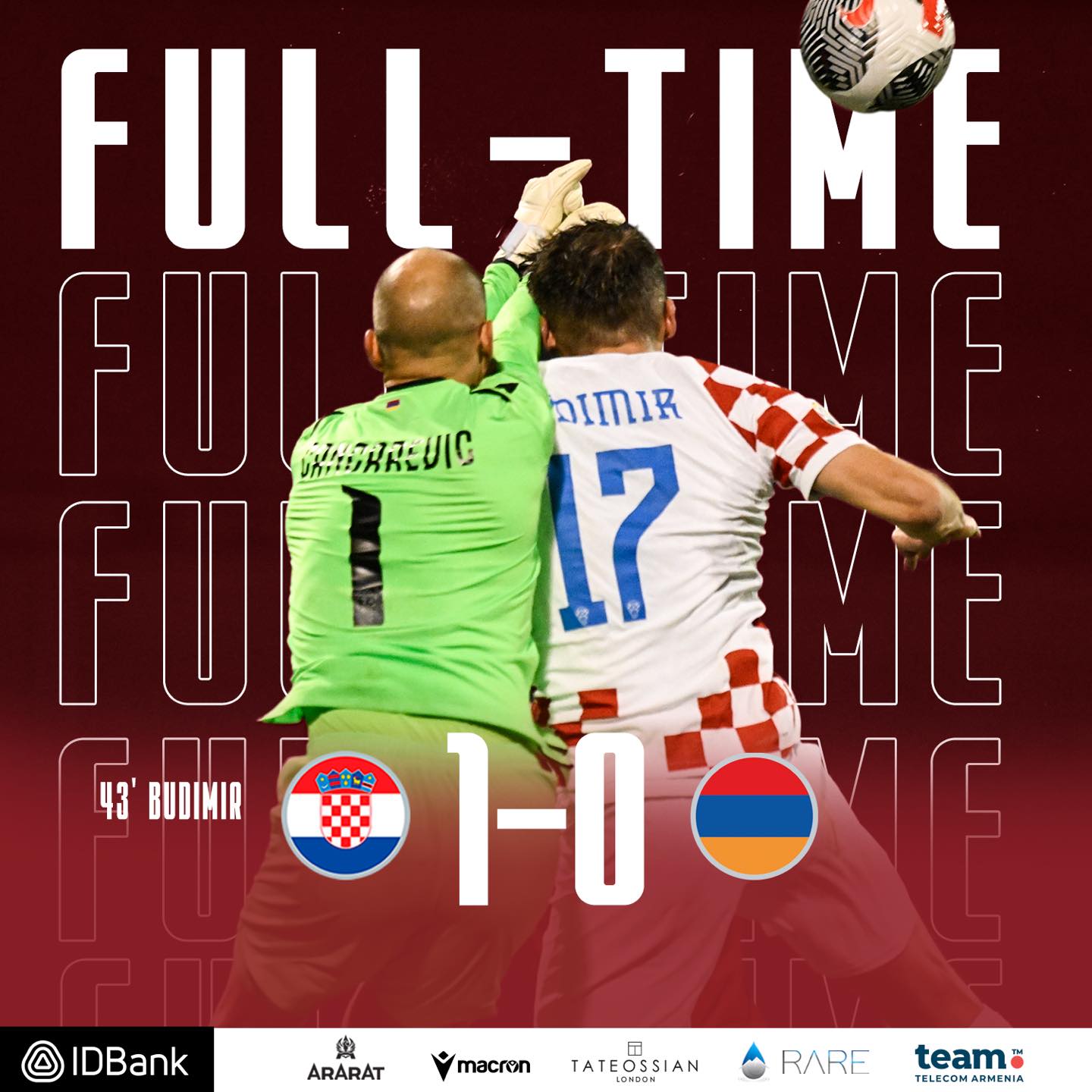 Courte défaite de l’Arménie face à la Croatie (0-1) qui se qualifie pour l&rsquo;Euro 2024