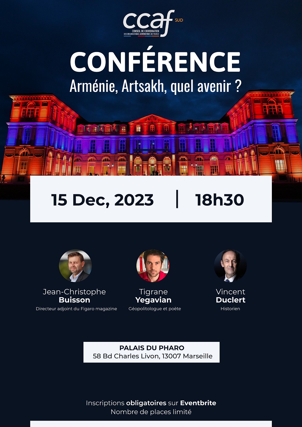 Conférence Arménie, avec J.C.Buisson, V.Duclert, T.Yégavian sur l&rsquo;avenir de l&rsquo;Artsakh et de l&rsquo;Arménie