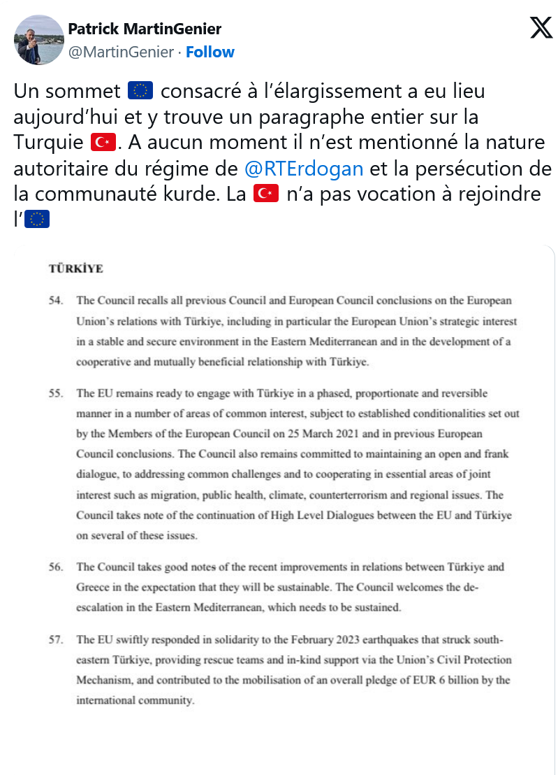 La 🇹🇷 n’a pas vocation à rejoindre l’🇪🇺