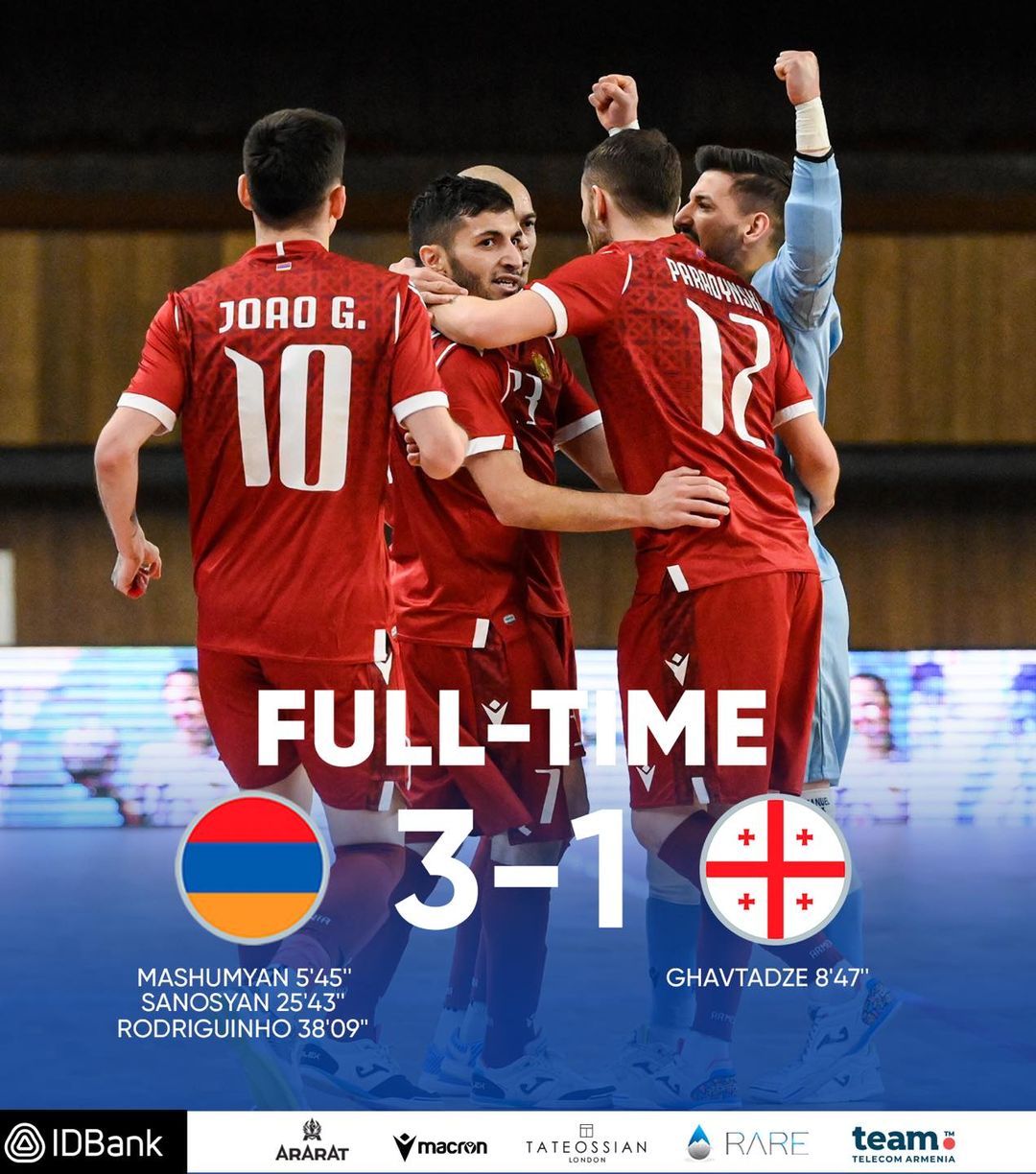 L&rsquo;équipe d’Arménie de futsal s’est imposée 3-1 face à la Géorgie (vidéo)