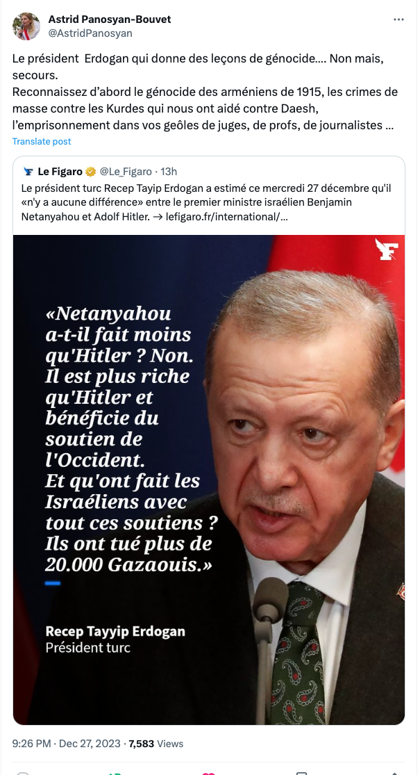 Les leçons d&rsquo;Erdogan en matière de génocide