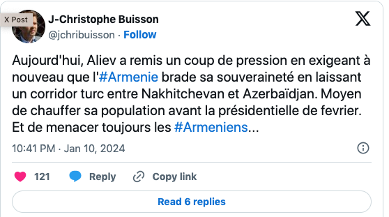 Coup de pression d&rsquo;Aliev sur le corridor turc