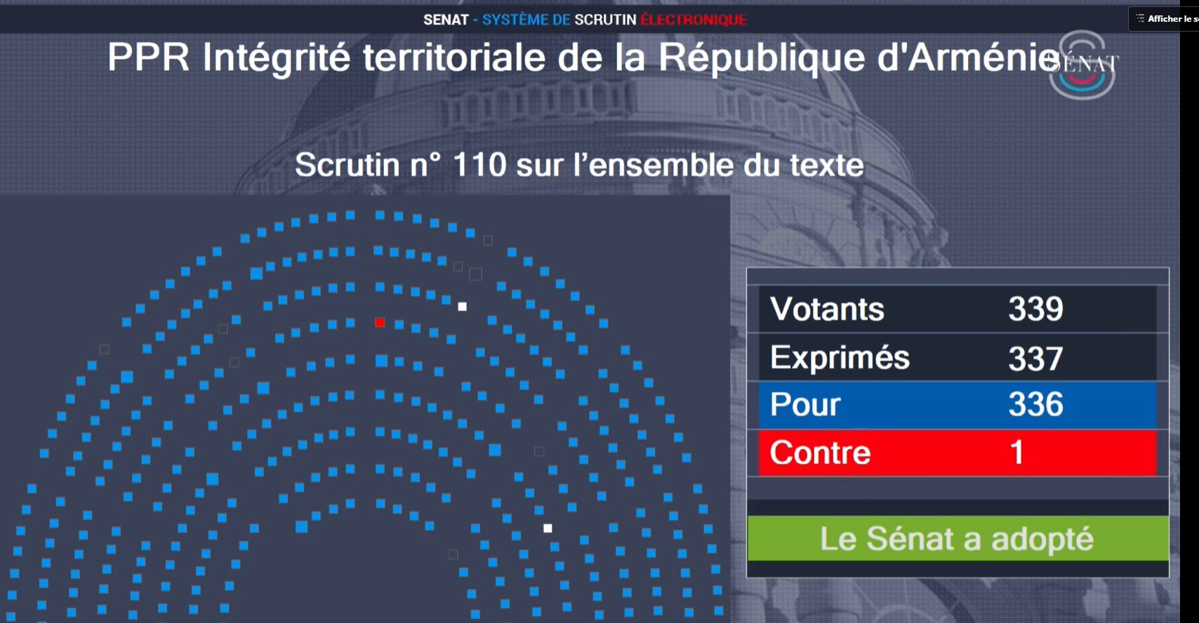 La résolution exigeant des sanctions contre l&rsquo;Azerbaïdjan adoptée par le Sénat français soutient l&rsquo;intégrité territoriale de l&rsquo;Arménie