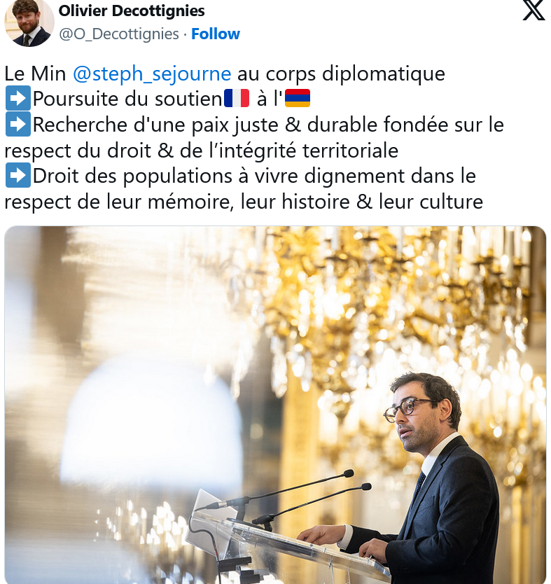 Poursuite du soutien de la France à l&rsquo;Arménie