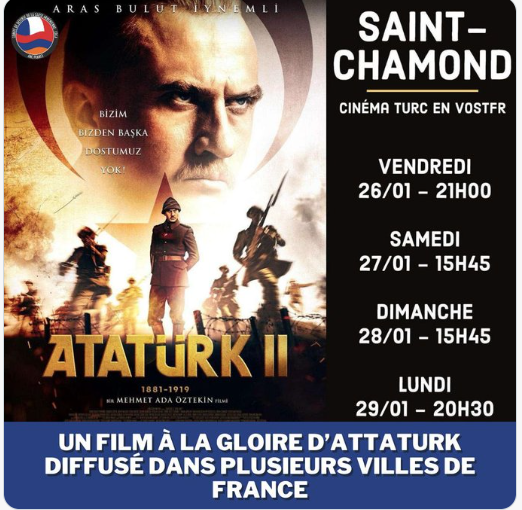 Film à la gloire d&rsquo;Attaturk dans plusieurs villes de France