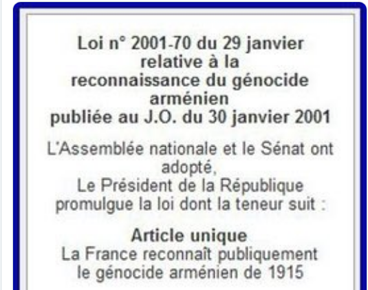 Il y a 23 ans, le 29 janvier 2001, la France reconnaissait le génocide arménien