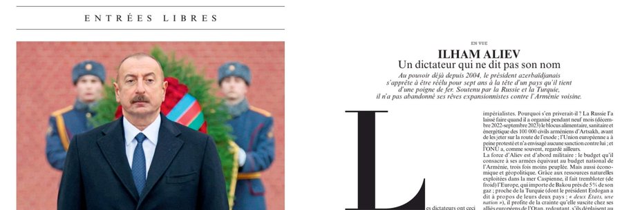 Dans le Figaro Magazine mon portrait du tyran de Bakou