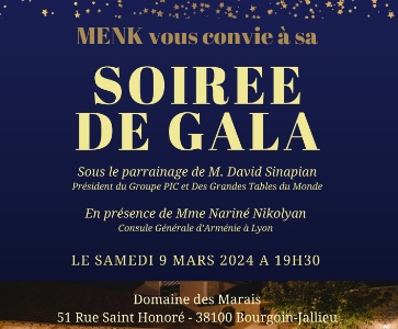 Soirée de Gala de l’association arménienne MENK le 9 mars à Bourgoin-Jallieu (Isère)