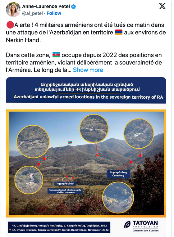 🔴Alerte ! 4 militaires arméniens ont été tués…
