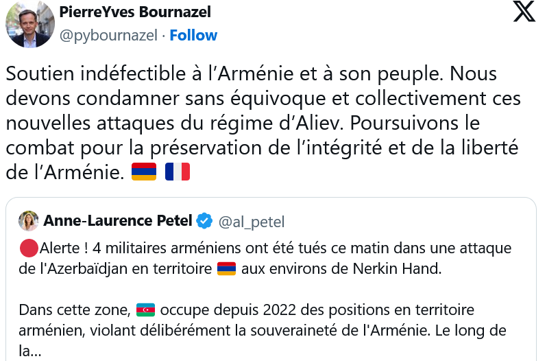 Soutien indéfectible à l’Arménie et à son peuple.
