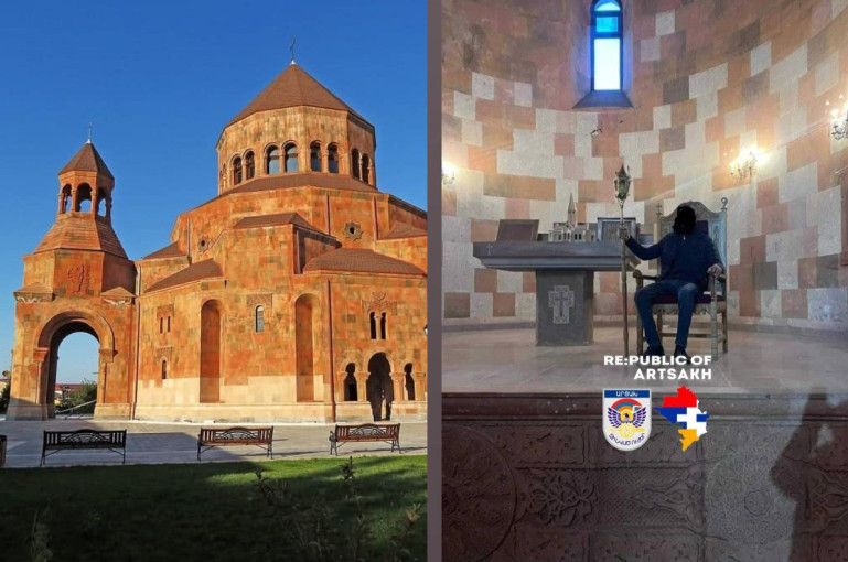 La cathédrale arménienne de Stepanakert la capitale de l’Artsakh occupé a été la cible de vandales azerbaïdjanais